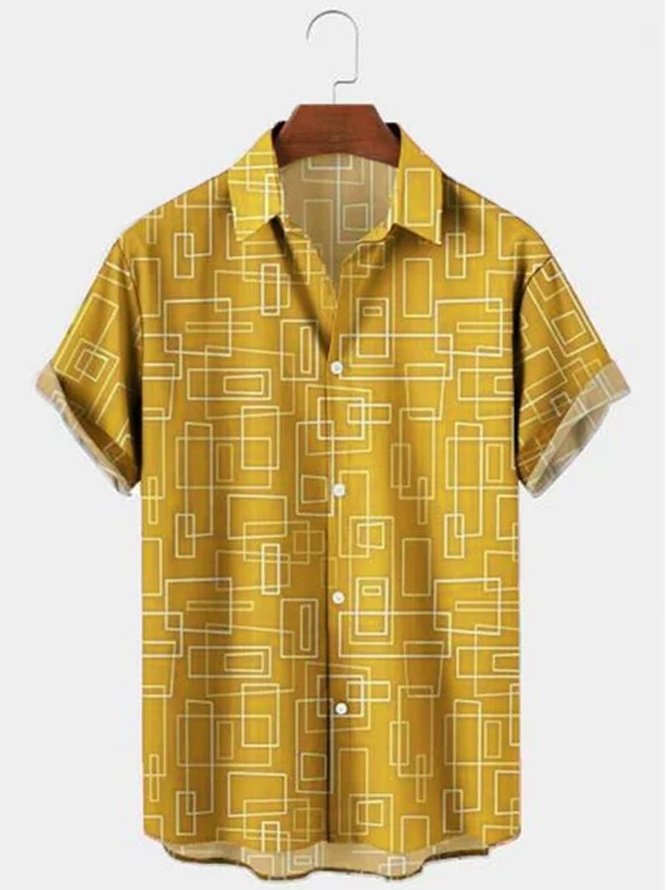 Mens Geometric Casual SeriesShort Sleeve Shirts & Tops