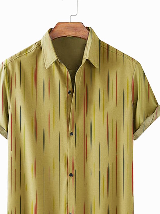 Yellow Geometric Basic Series Printed Cotton-Blend Shirts & Tops
