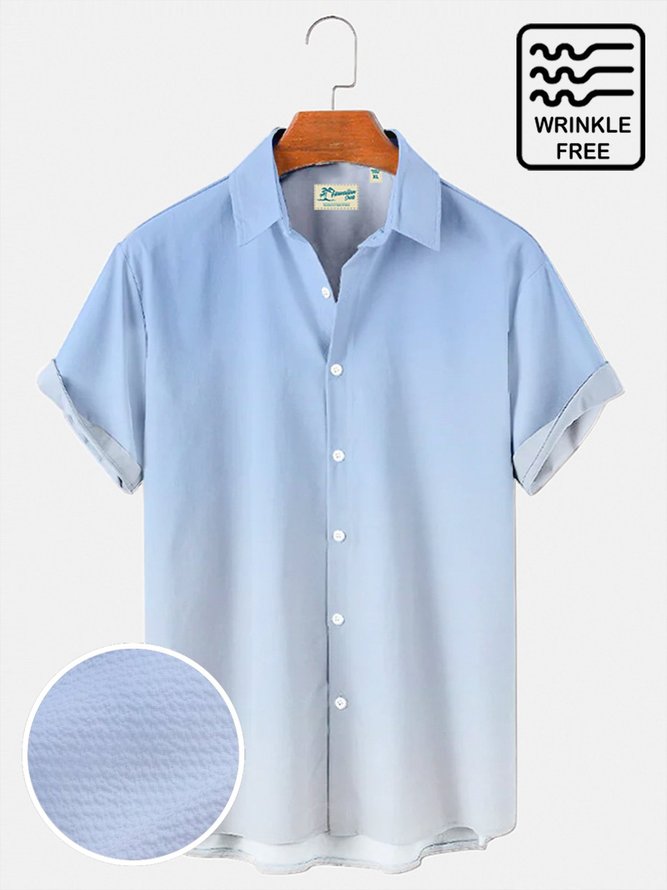 Men's Holiday Casual Shirt Gradient Fun Wrinkle Free Plus Size Solid Color Tops