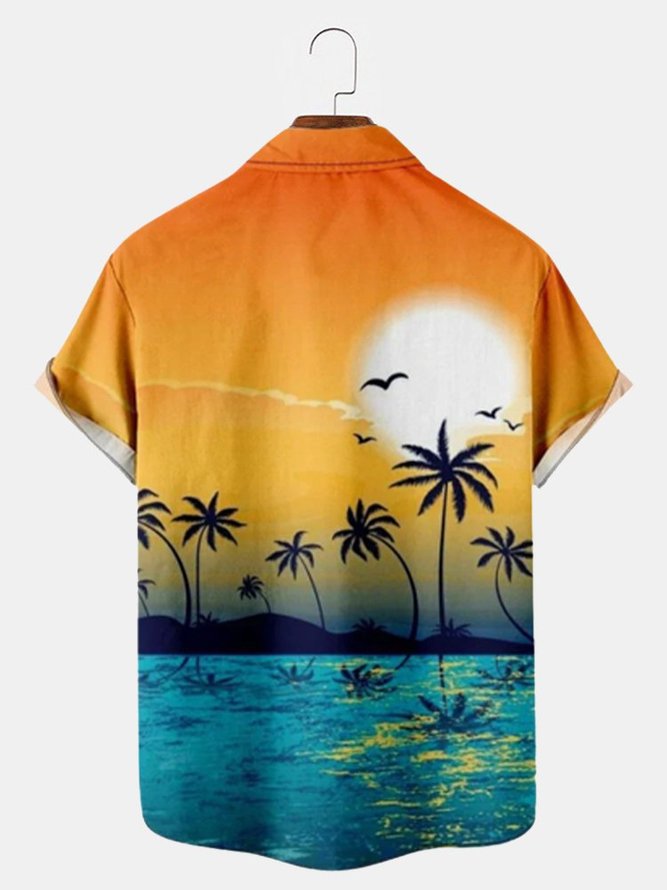 Men's Coconut Hawaiian Beach Casual Print Shirt