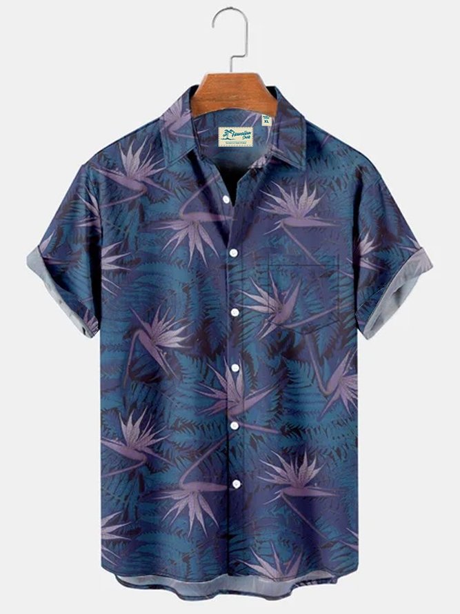 Men's Breathable Comfort Fabric Vacation Hawaiian Short Sleeve Shirt