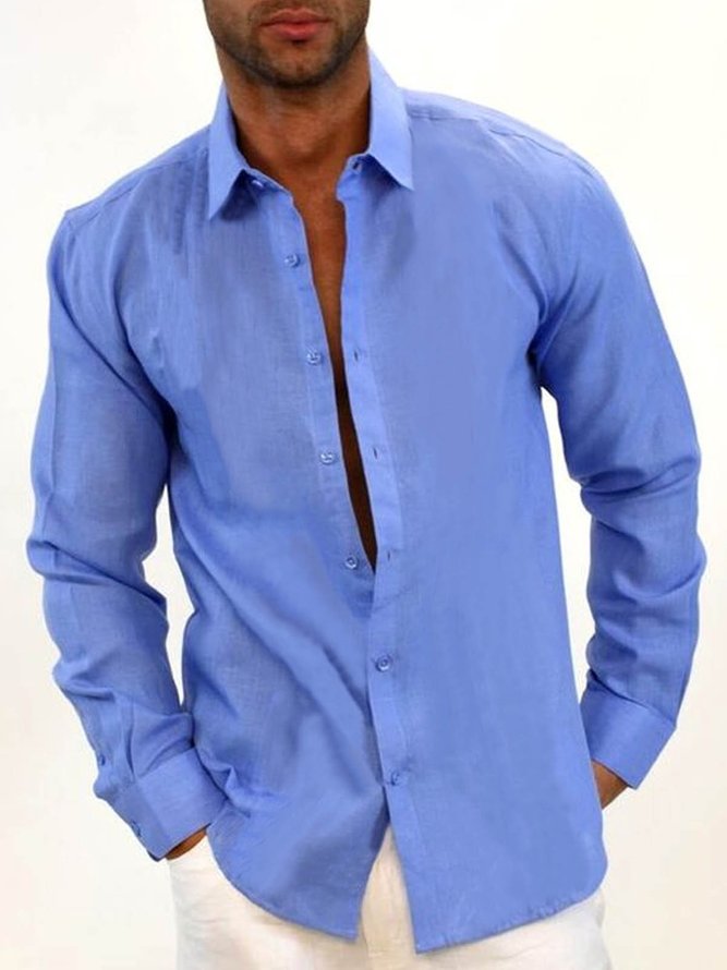 Blue Basic Series Cotton-Blend Shirts & Tops