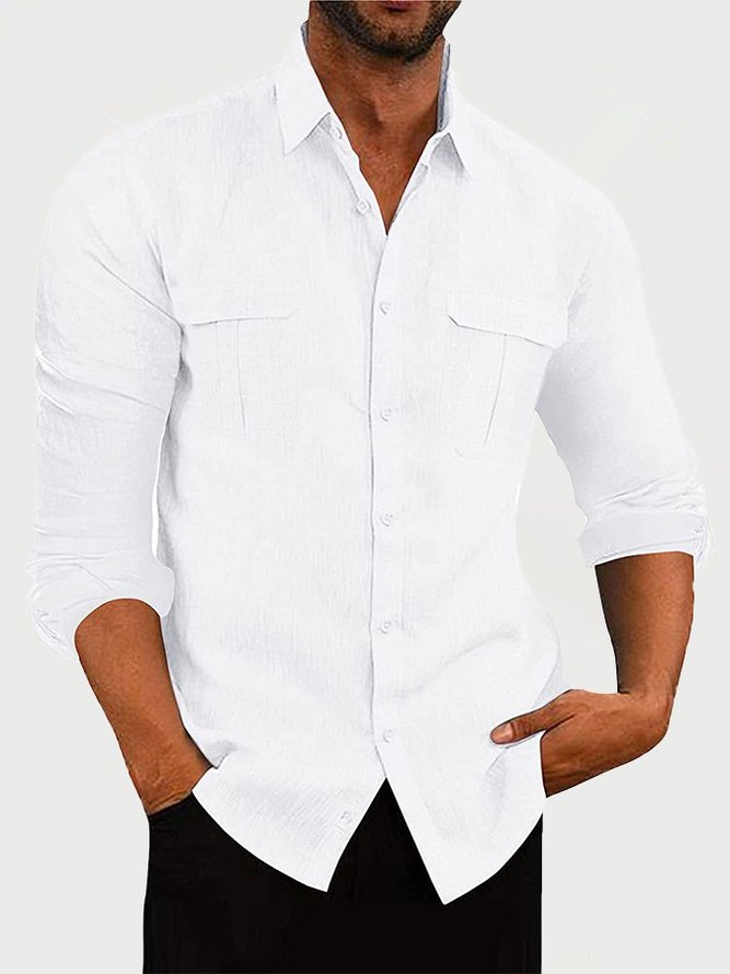 Mens Basic Series Long Sleeve Plus Size Shirts