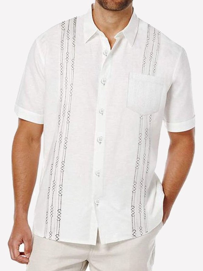 Men's Short Sleeve Linen Pocket Guayabera Shirts