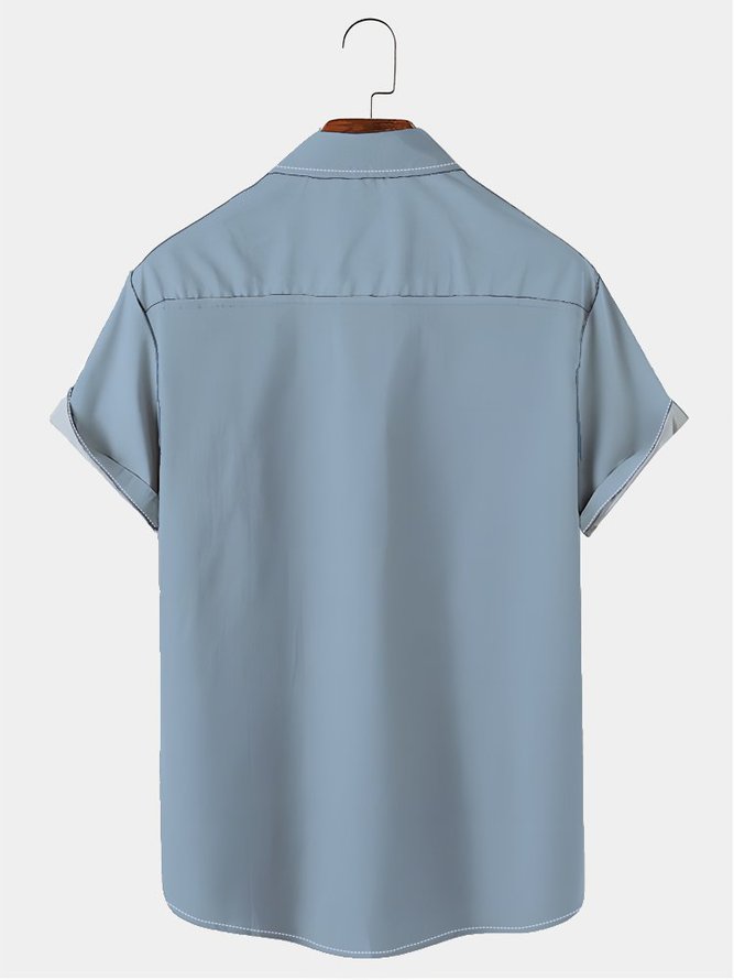 Men's Vintage Striped Hawaiian Short Sleeve Shirt