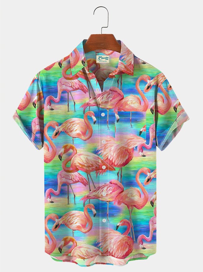 Men's Beach Hawaiian Short Sleeve Seersucker Wrinkle Free Royaura Shirts