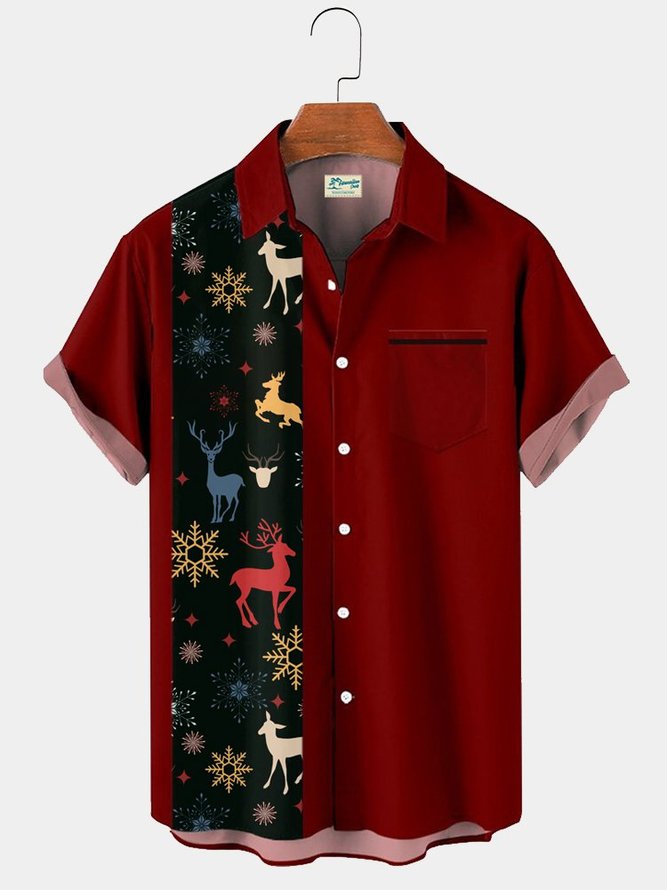 Men's Christmas Hawaiian Vacation Short Sleeve Breathable Shirt
