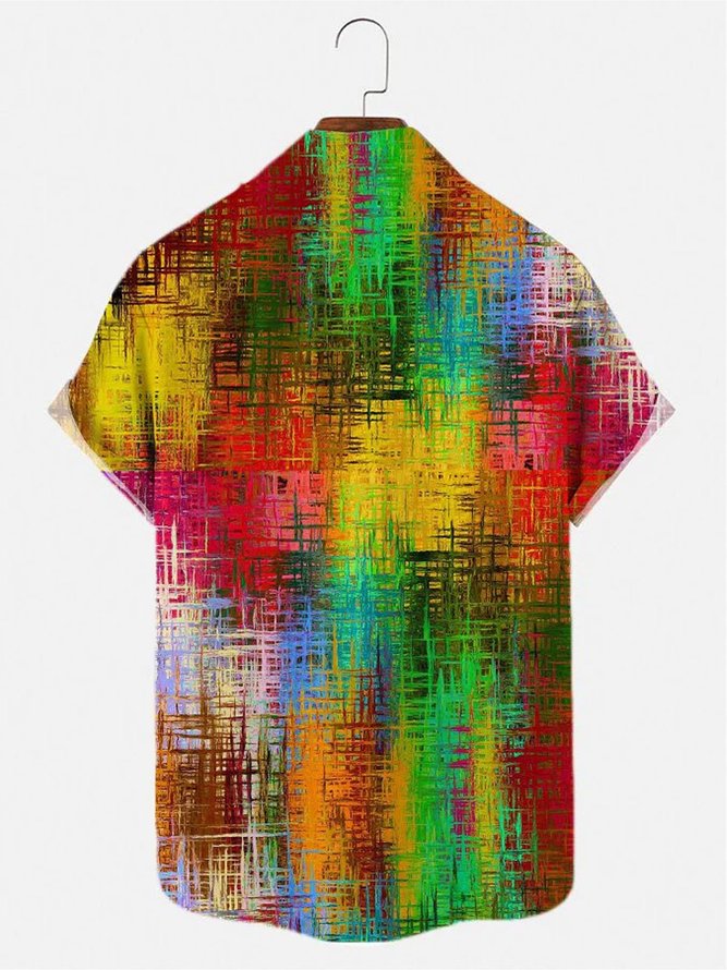 Men's Gradient Textured Print Seekers Wrinkle-Free Short Sleeve Hawaiian Shirt