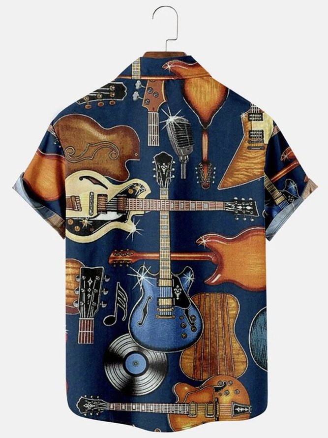 Men's Guitar Hawaiian Short Sleeve Shirt
