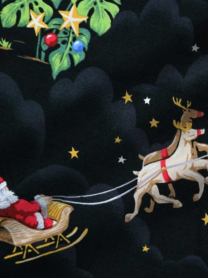 Men's Christmas Hawaiian Shirts Santa Surf Elk Coconut Tree Wrinkle Free Plus Size Tops