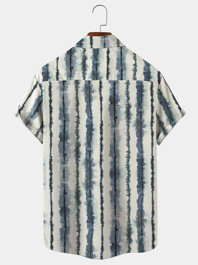 Men's Striped Hawaiian Casual Short Sleeve Seersucker Wrinkle Free Shirt
