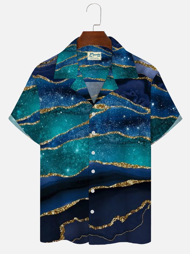 Men's Gradient Marble Hawaiian Resort Short Sleeve Shirt