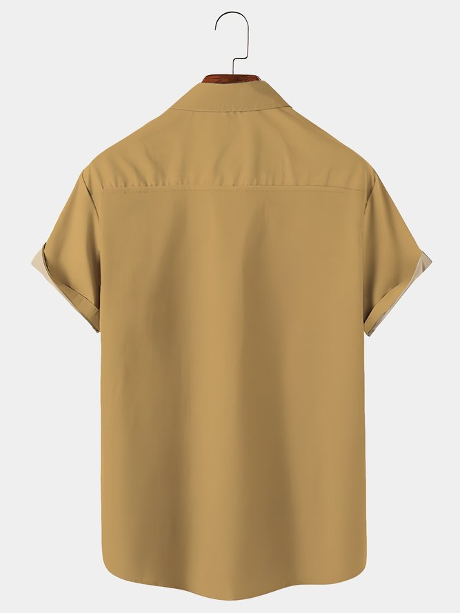 Men's Vintage Bowling Shirts Geometric Art Wrinkle Free Plus Size Camp Shirts