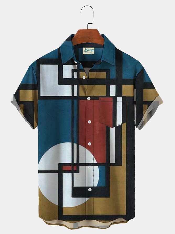 Men's Geometric Hawaiian Short Sleeve Shirt