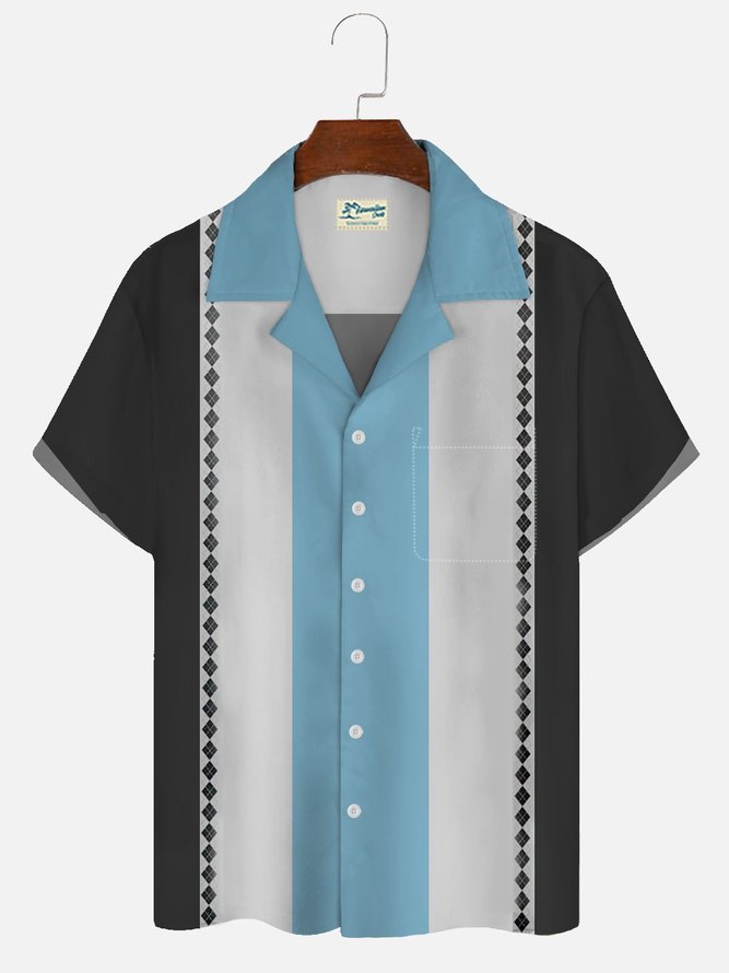 Royaura Men's Casual Vintage Bowling Hawaiian Short Sleeve Shirt Button Up