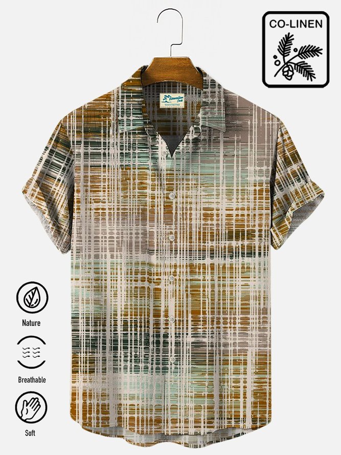 Royaura Men's Vintage Casual Aloha Shirts Cotton Linen Breathable Plus Size Camp Shirts