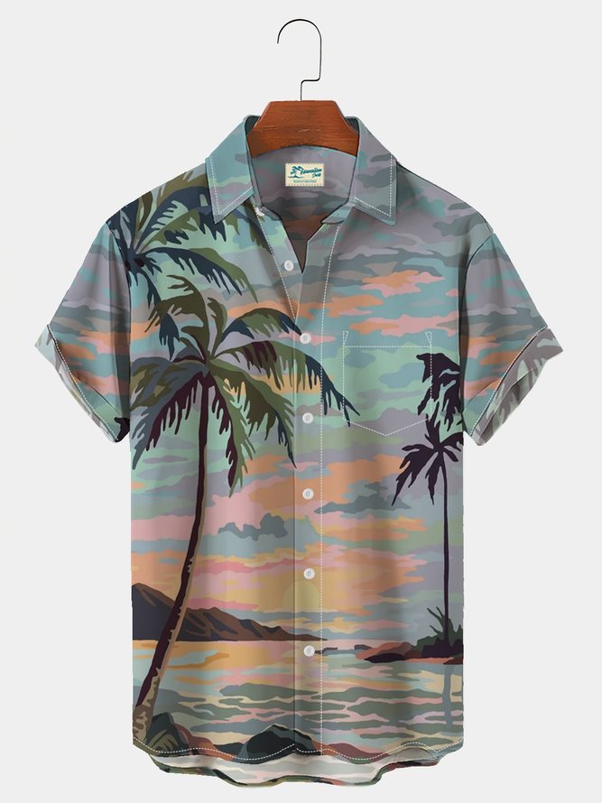 Royaura Men's Holiday Beach Hawaiian Short Sleeve Shirt Wrinkle Free Button Up