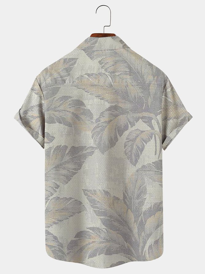 Royaura Cotton Linen Men's Holiday Beach Hawaiian Button Short Sleeve