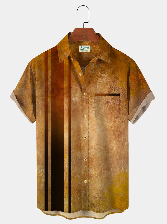 Royaura Men's Vintage Western Style Hawaiian Button Short Sleeve Shirt