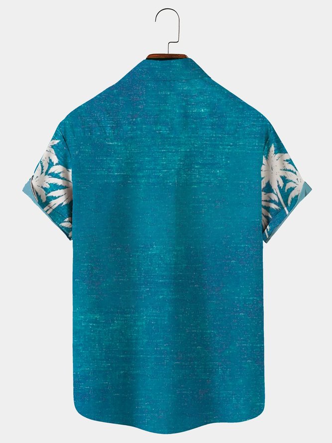 Royaura Cotton Linen Men's Holiday Beach Hawaiian Button Short Sleeve Shirt