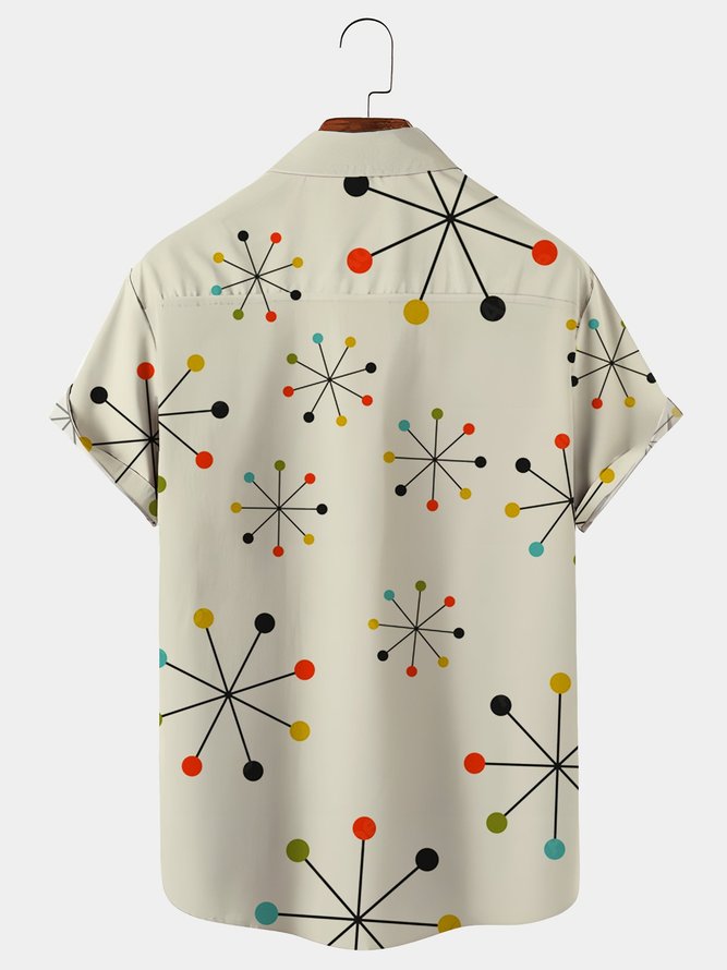 Royaura Men's Vintage Hawaiian Shirts Geometric Space Art Wrinkle Resistant Plus Size Aloha Shirts