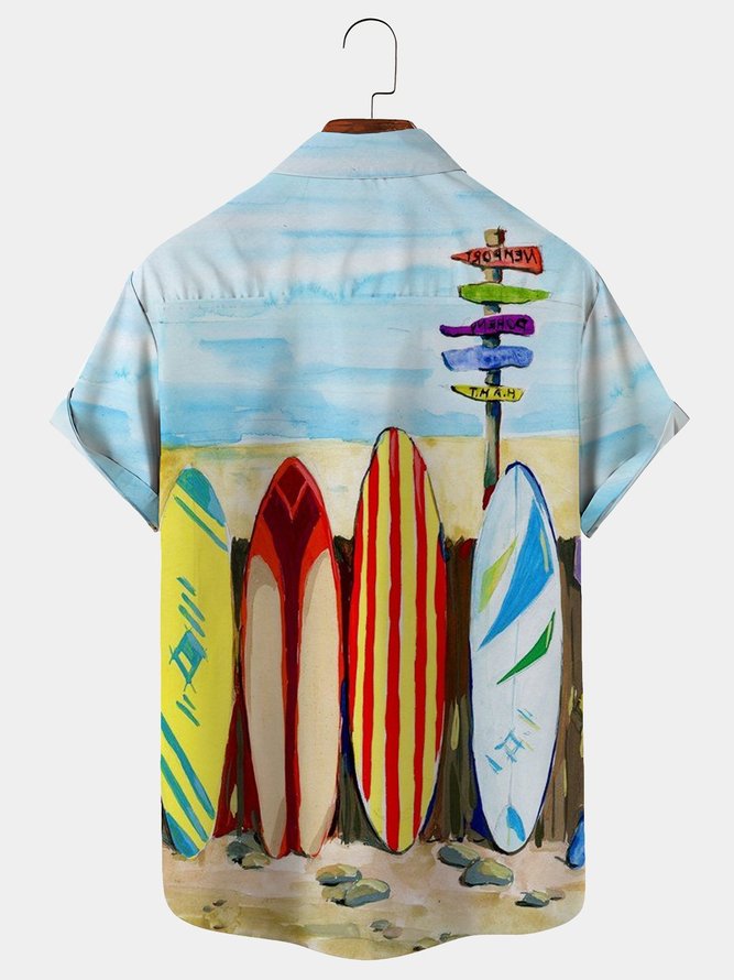 Royaura Men's Casual Resort Beach Surf Hawaiian Button Short Sleeve Shirts Wrinkle Free Shirts