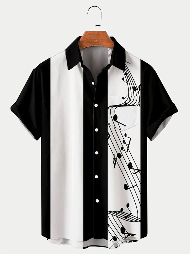 Men's Wonderful Note Printing Simple Stitching Shirt royaura