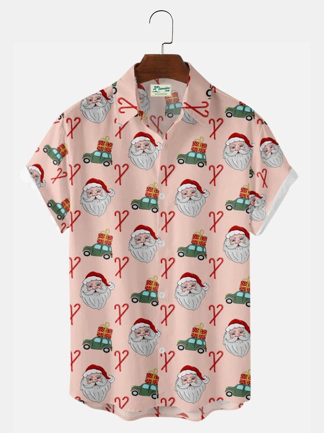 Santa Claus Christmas Shirt Collar Casual Shirts & Tops
