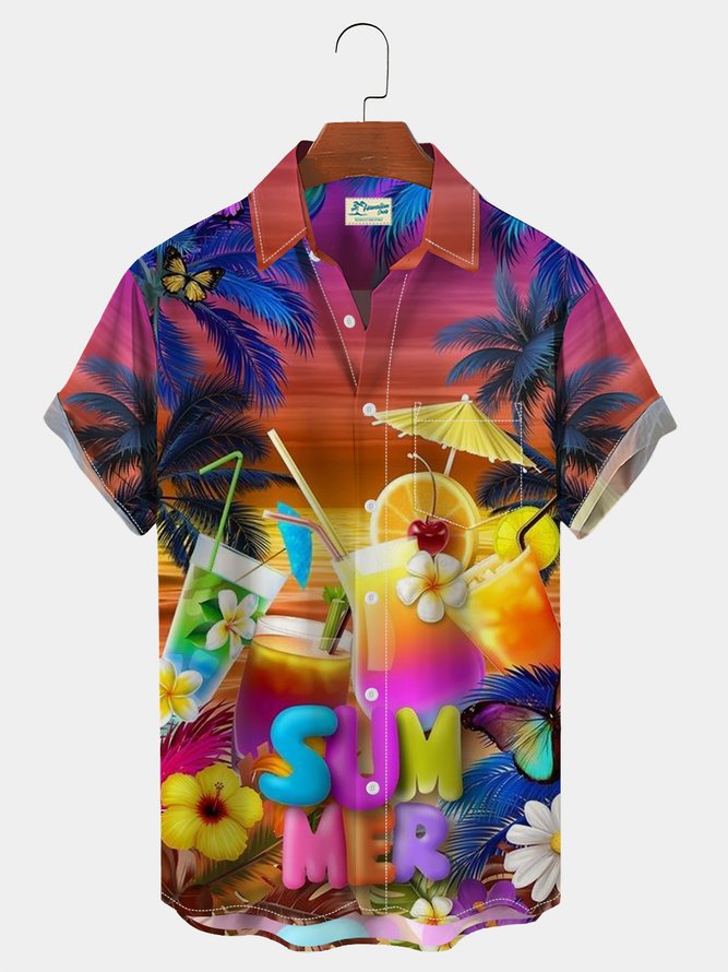 Palm Tree Men's Hawaiian Short Sleeve Casual Shirt