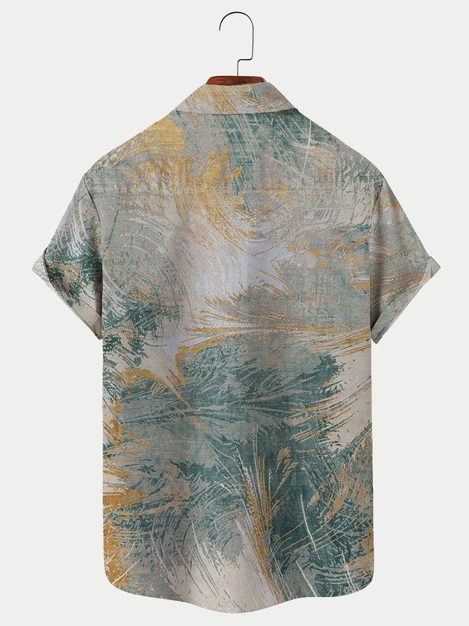 Mid-Century Textured Print Men's Hawaiian Plus Size Short Sleeve Shirt