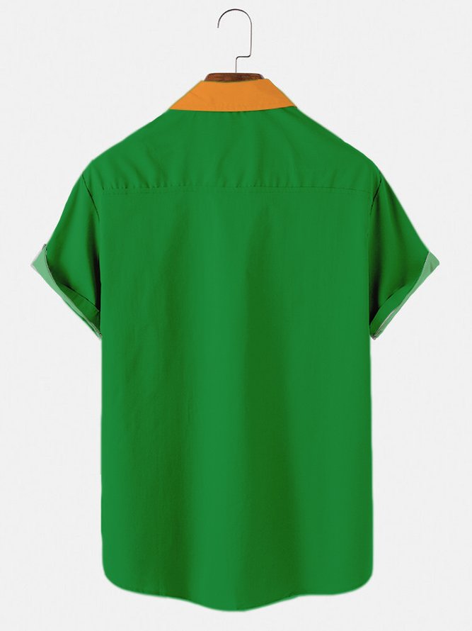 Men's St.Patrick's Day Bowling Casual Short Sleeve Shirt