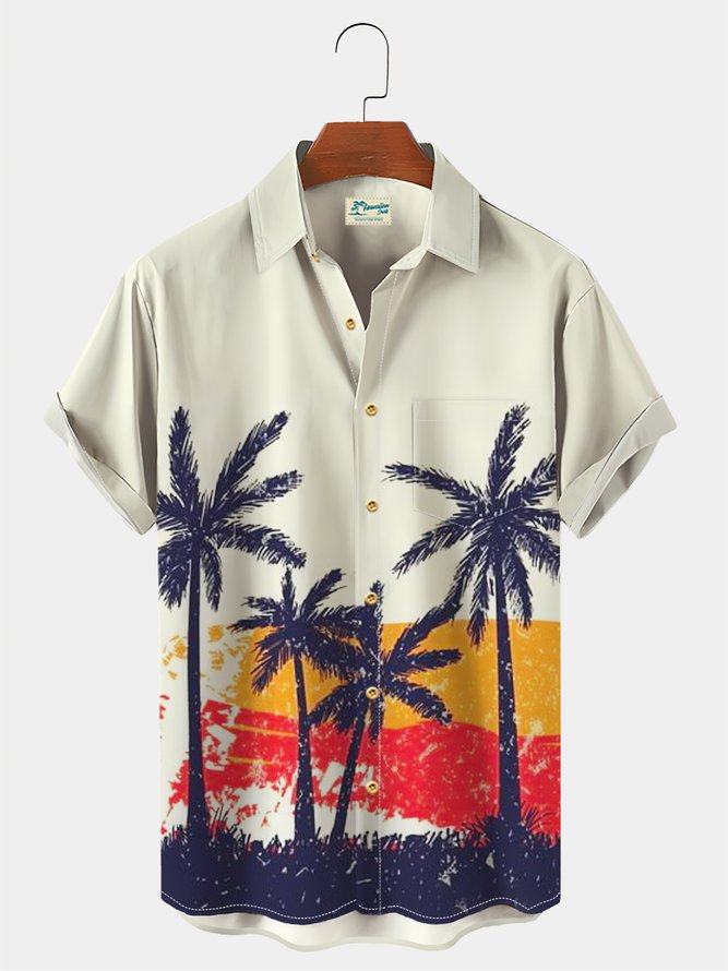 Royaura Holiday Coconut Tree Beach Hawaii Men's Short Sleeve Shirt