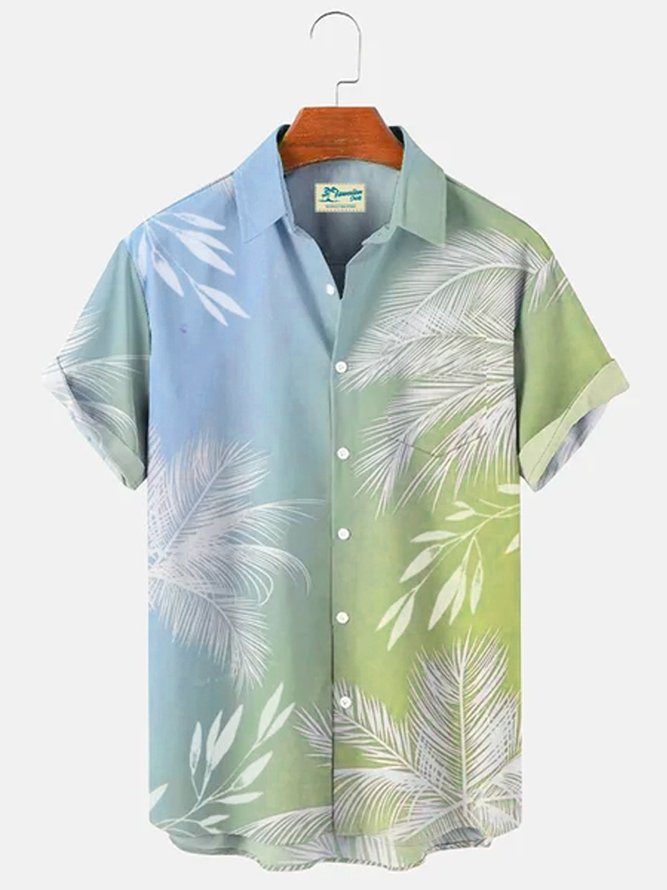 Royaura Multicolor Vacation Gradient Hawaiian Short Sleeve Seersucker Wrinkle Free Shirt Top
