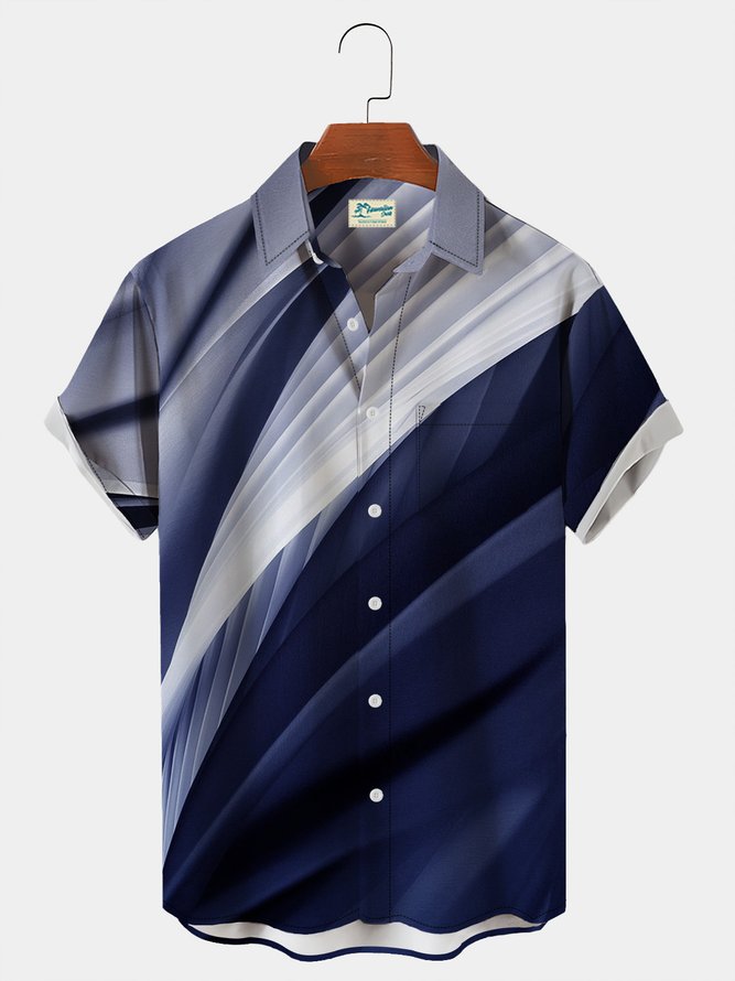 Royaura Aurora Textured Pattern Men's Hawaiian Short Sleeve Shirt