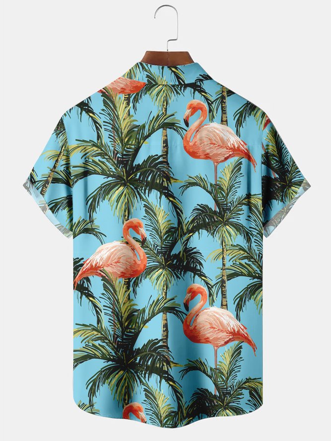Men's Flamingo Printing Casual Short Sleeve Shirt