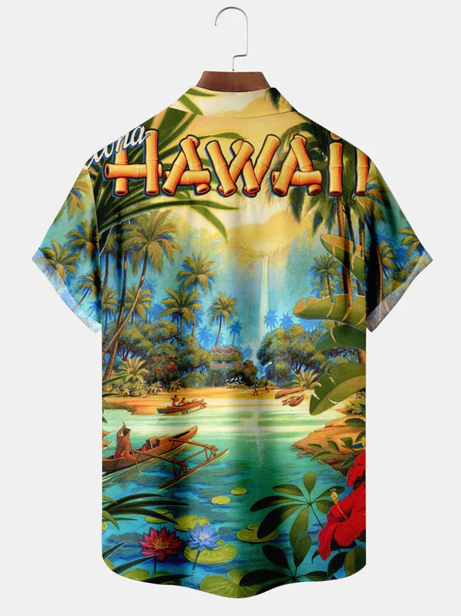 Men's Hawaii Landscape Casual Short Sleeve Shirt