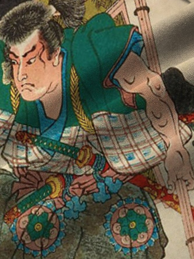 Royaura Ukiyo-e Pattern Men's Miyamoto Musashi Hawaiian Short Sleeve Shirt