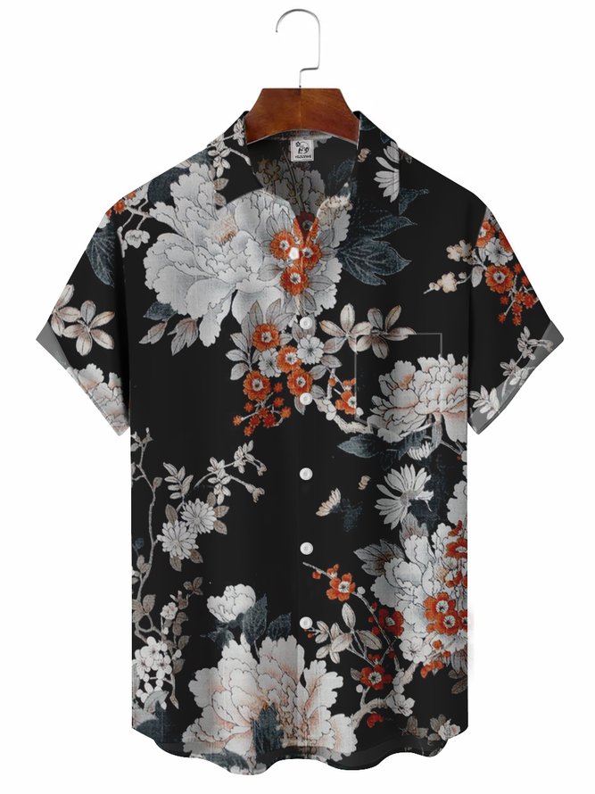 Men's Vintage Floral Printing Casual Short Sleeve Shirt