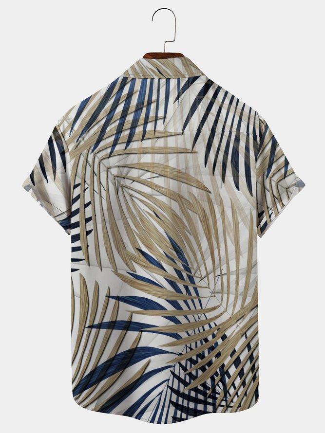 Royaura Holiday Beach Men's Hawaiian Shirts Tropical Leaves Art