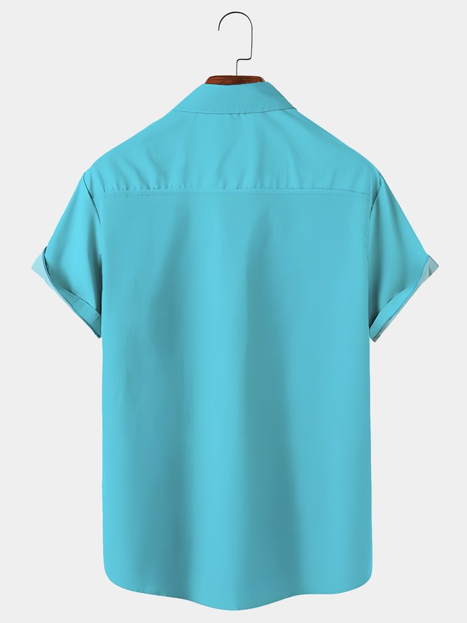 Royaura Parrot Beach Breast Pocket Hawaiian Shirt Plus Size Vacation Shirt