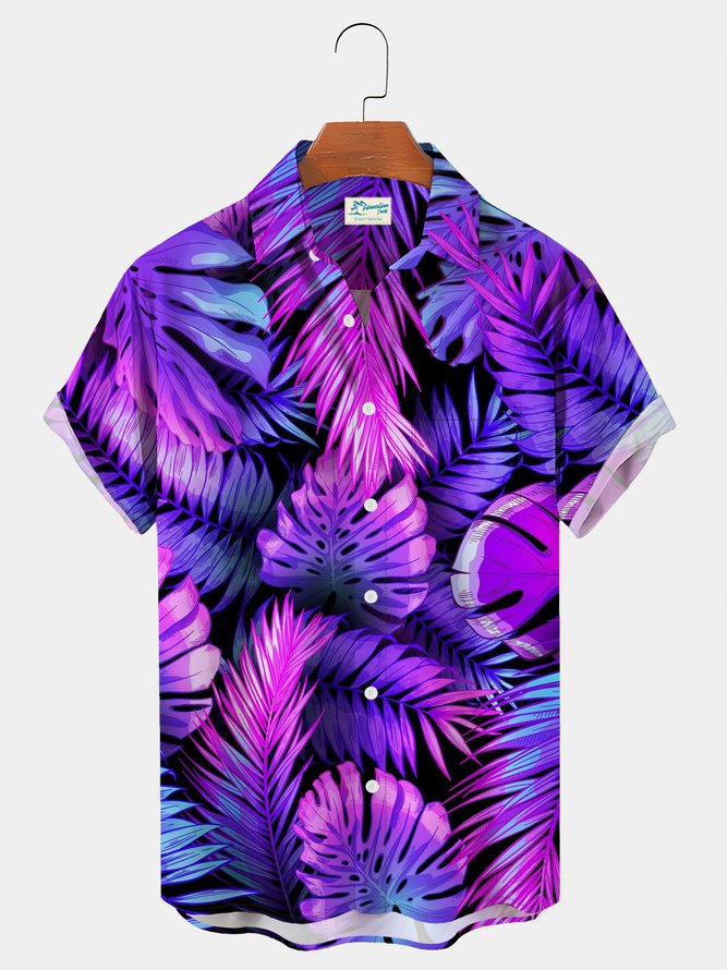 Royal Holiday Plants Hawaiian Beach Men's Super Large Short Sleeve Shirt