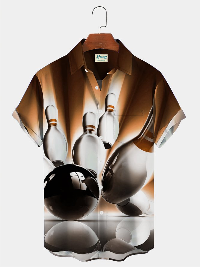 Royaura Casual Bowling Neon Men's Aloha Shirt Oversized Hawaiian Shirt