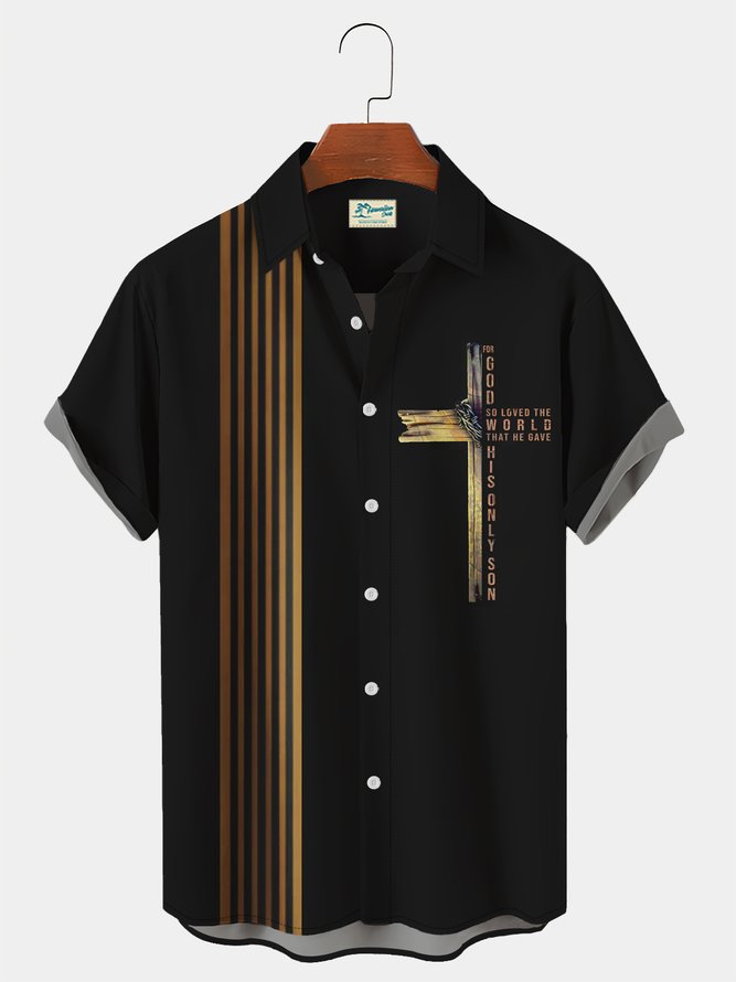 Royaura Vintage Bowling Jesus Cross Easter Hawaiian Shirt Plus Size Vacation Shirt