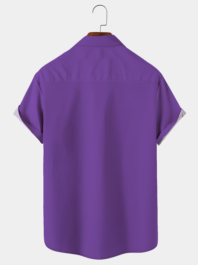 Royaura Holiday Carnival Purple Stripe Croxin Print Shirt Plus Size Holiday Shirt