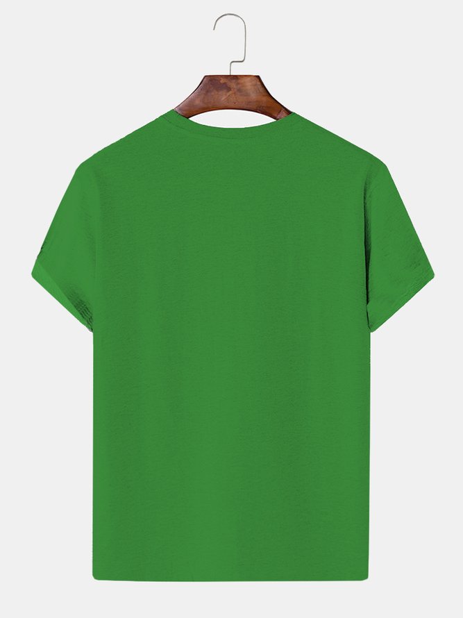Royaura Happy St.Patrick's Men's Short Sleeve T-Shirt Clover Art Oversized Stretch Tops