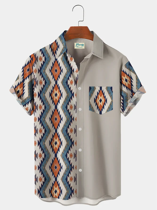 Royaura Vintage Western Ethnic Print Shirt Plus Size Shirt | royaura