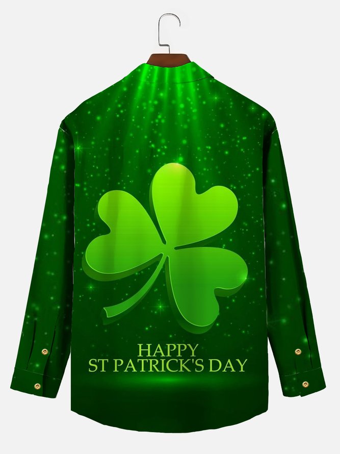 Royaura St. Patrick's Holiday Green Print Shirt Plus Size Holiday Shirt