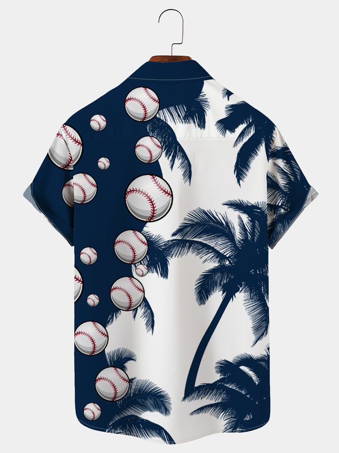 Royaura Vintage Casual Men's Baseball Hawaiian Shirts Palm Tree Holiday
