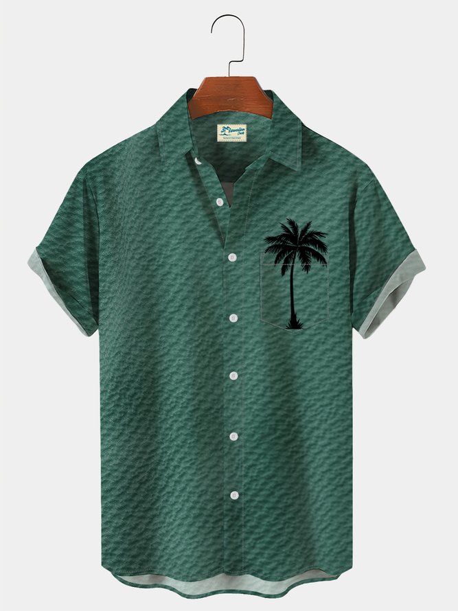 Royaura Hawaiian Basics Coconut Texture Print Breast Pocket Hawaiian Shirt Plus Size Shirt