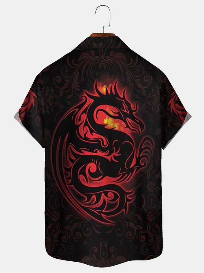 Royaura Vintage Oriental Japanese Dragon Hawaiian Shirt Plus Size Vacation Shirt